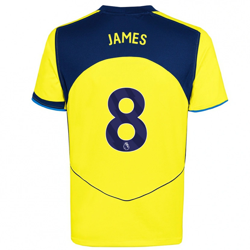 Danxen Heren Angharad James #8 Geel Marineblauw Thuisshirt Derde Tenue 2025/26 T-Shirt