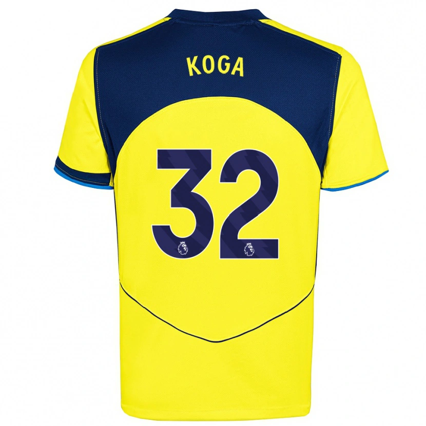 Danxen Heren Tōko Koga #32 Geel Marineblauw Thuisshirt Derde Tenue 2025/26 T-Shirt