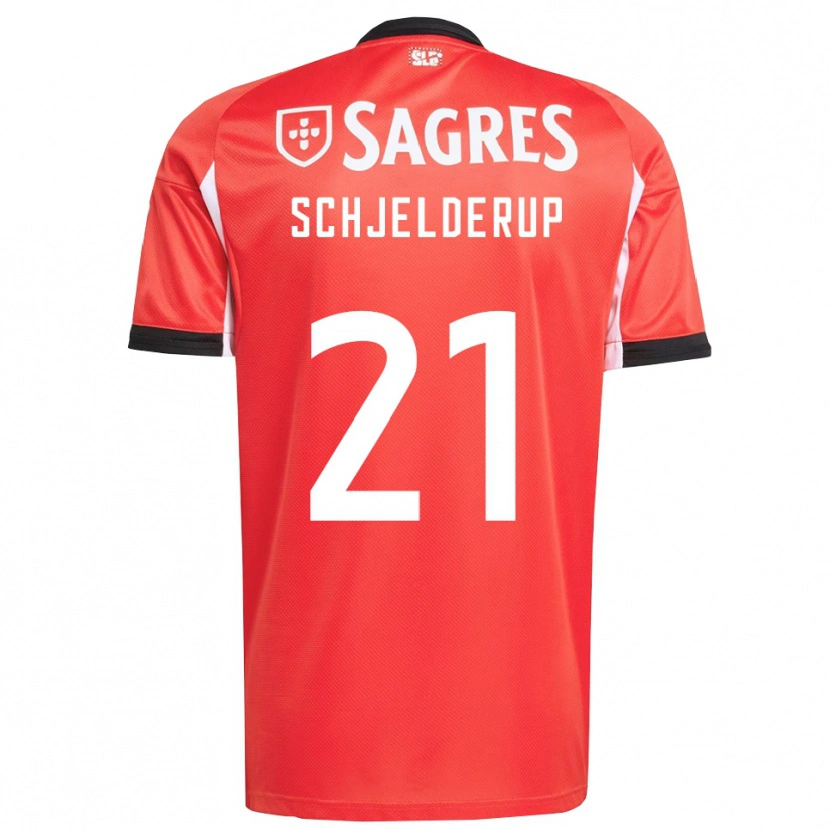 Danxen Dames Andreas Schjelderup #21 Rood Wit Thuisshirt Thuistenue 2025/26 T-Shirt