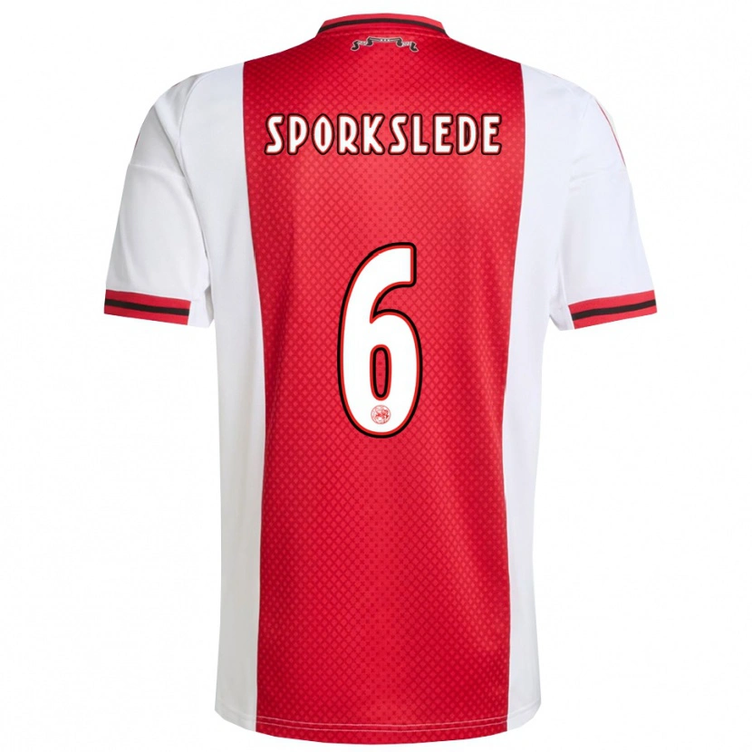 Danxen Dames Fabian Sporkslede #6 Rood Wit Thuisshirt Thuistenue 2025/26 T-Shirt