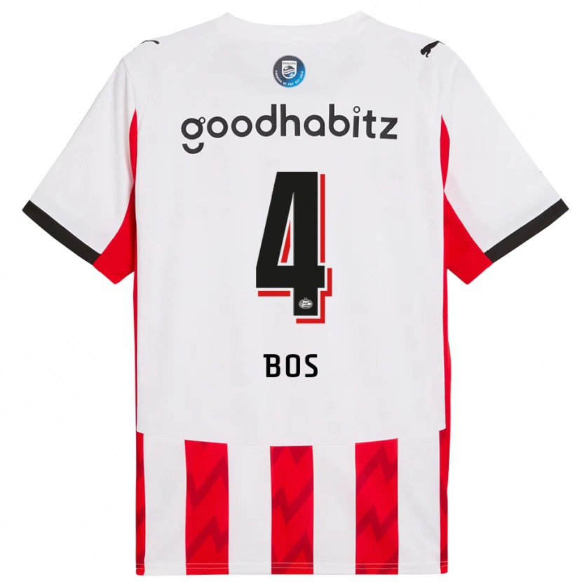 Danxen Dames Floris Bos #4 Rood Wit Thuisshirt Thuistenue 2025/26 T-Shirt