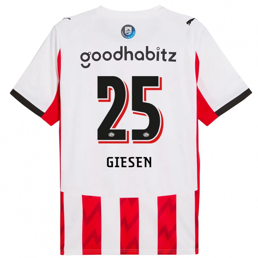 Danxen Dames Suzanne Giesen #25 Rood Wit Thuisshirt Thuistenue 2025/26 T-Shirt
