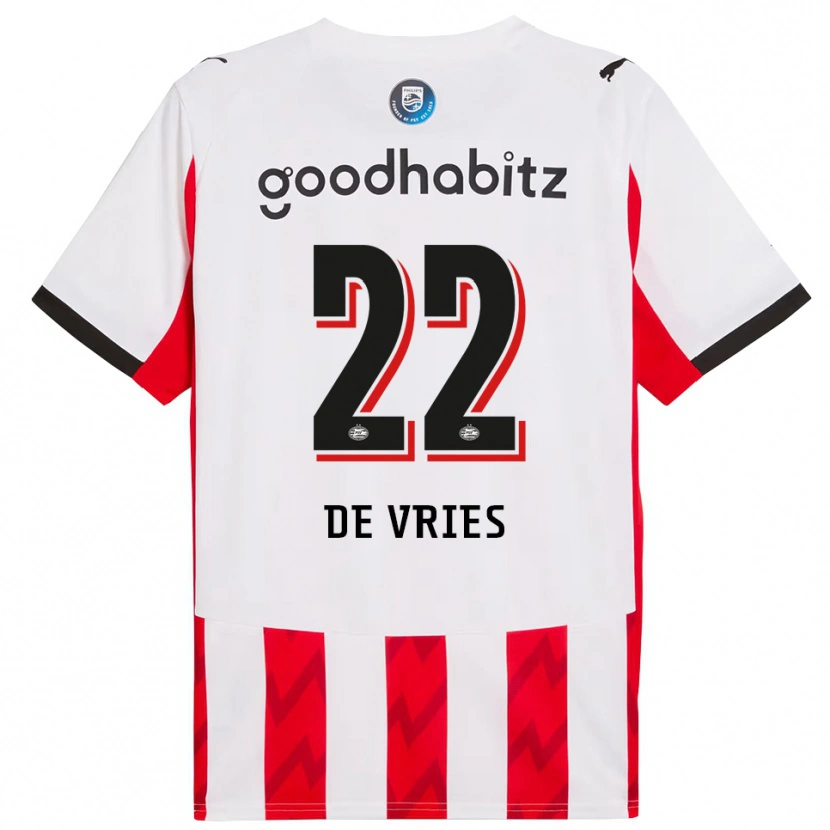 Danxen Dames Lyam De Vries #22 Rood Wit Thuisshirt Thuistenue 2025/26 T-Shirt