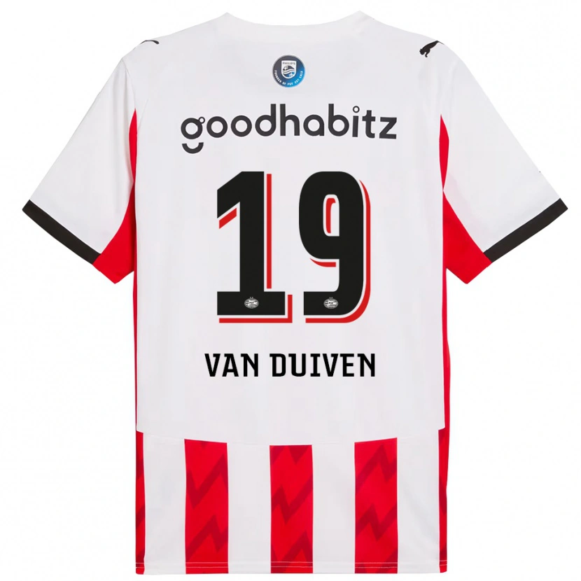 Danxen Dames Jason Van Duiven #19 Rood Wit Thuisshirt Thuistenue 2025/26 T-Shirt