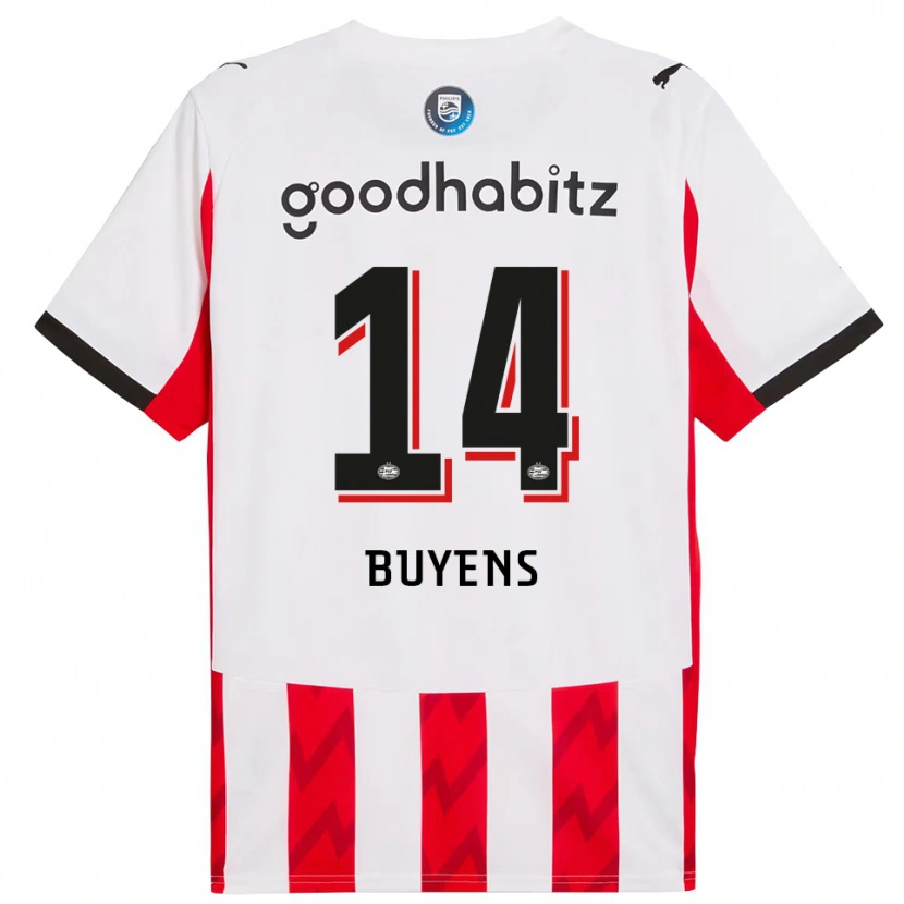 Danxen Dames Mathieu Buyens #14 Rood Wit Thuisshirt Thuistenue 2025/26 T-Shirt