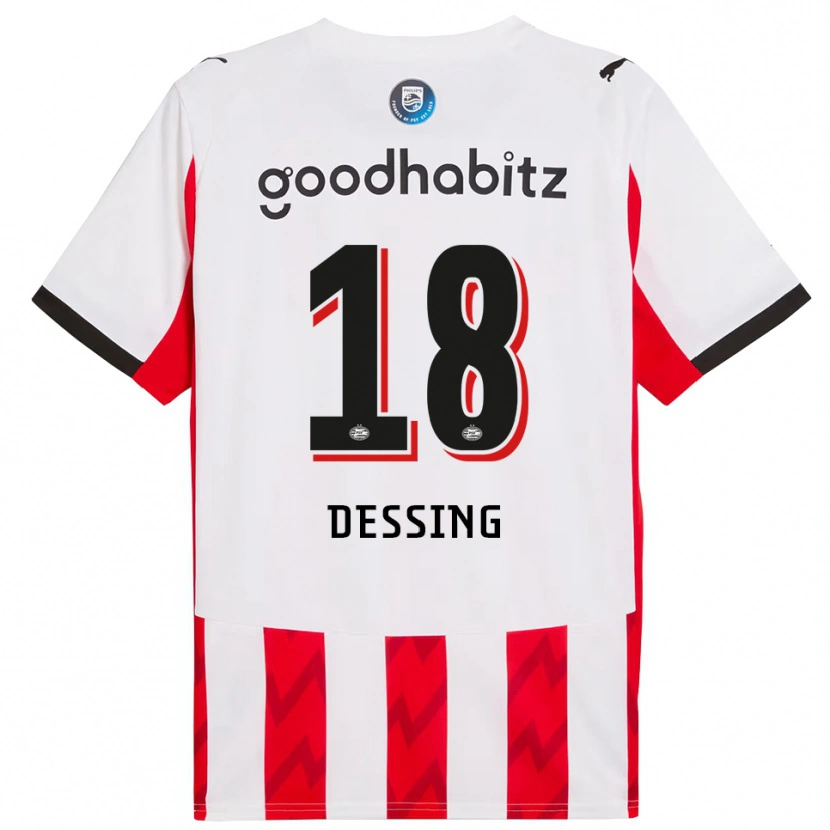 Danxen Dames Shanique Dessing #18 Rood Wit Thuisshirt Thuistenue 2025/26 T-Shirt