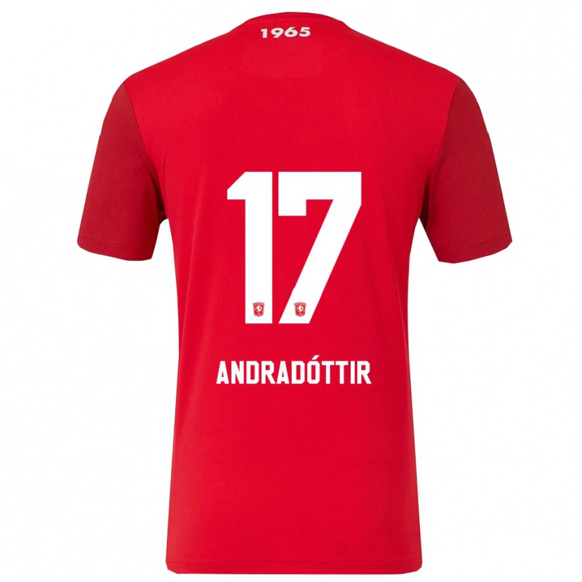 Danxen Dames Amanda Andradóttir #17 Rood Wit Thuisshirt Thuistenue 2025/26 T-Shirt