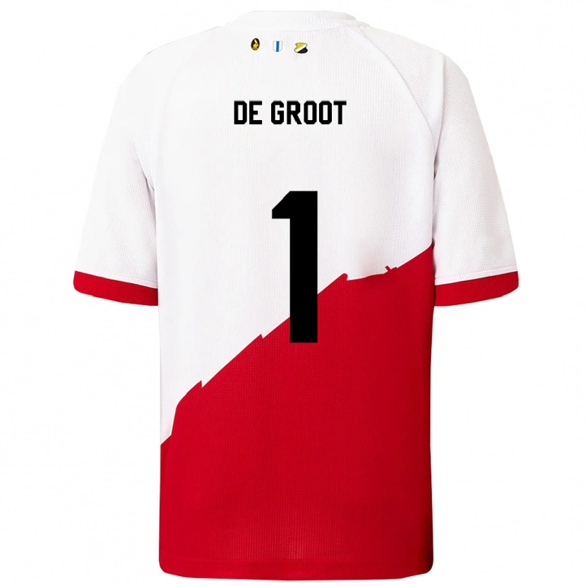 Danxen Dames Jasmijn De Groot #1 Wit Rood Thuisshirt Thuistenue 2025/26 T-Shirt