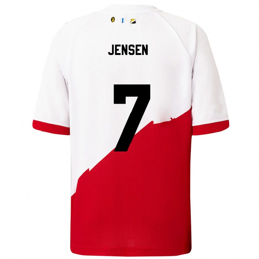 Danxen Dames Victor Jensen #7 Wit Rood Thuisshirt Thuistenue 2025/26 T-Shirt