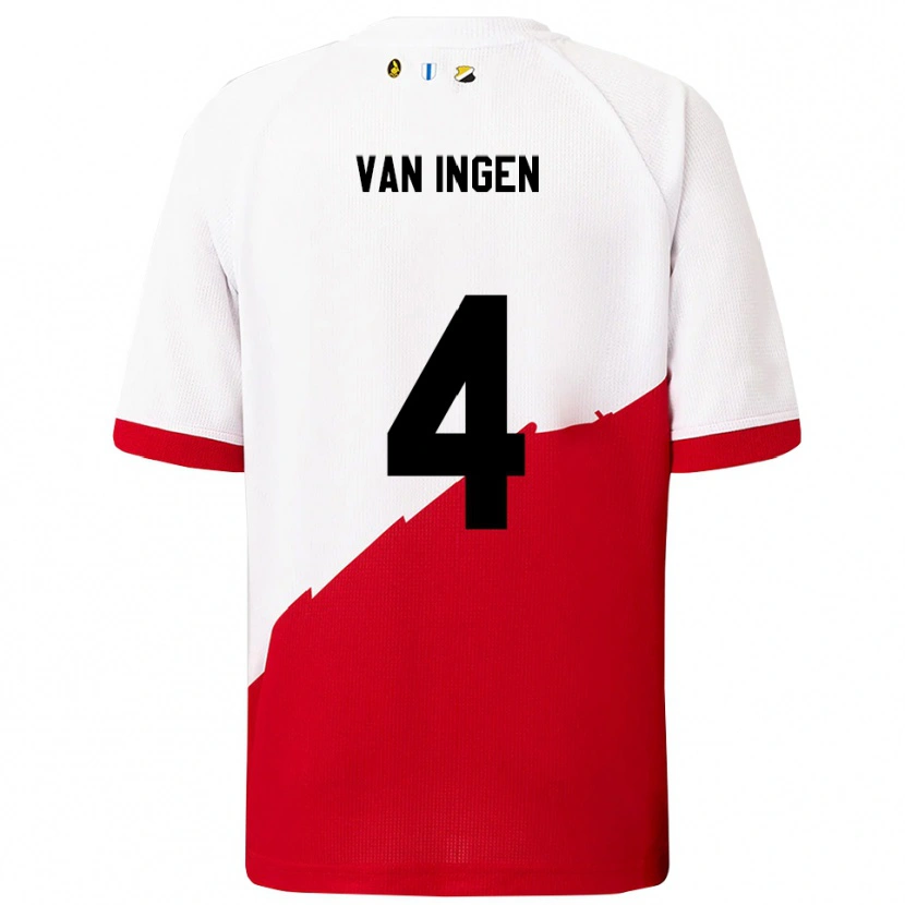 Danxen Dames Thijs Van Ingen #4 Wit Rood Thuisshirt Thuistenue 2025/26 T-Shirt