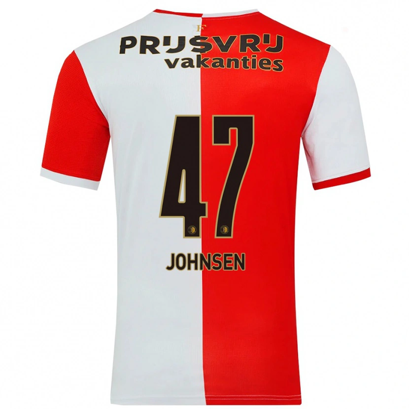 Danxen Dames Mikael Torset Johnsen #47 Rood Wit Thuisshirt Thuistenue 2025/26 T-Shirt