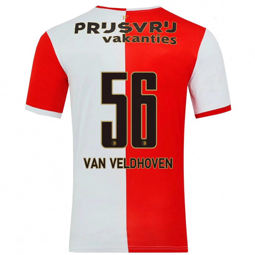 Danxen Dames Kars Van Veldhoven #56 Rood Wit Thuisshirt Thuistenue 2025/26 T-Shirt