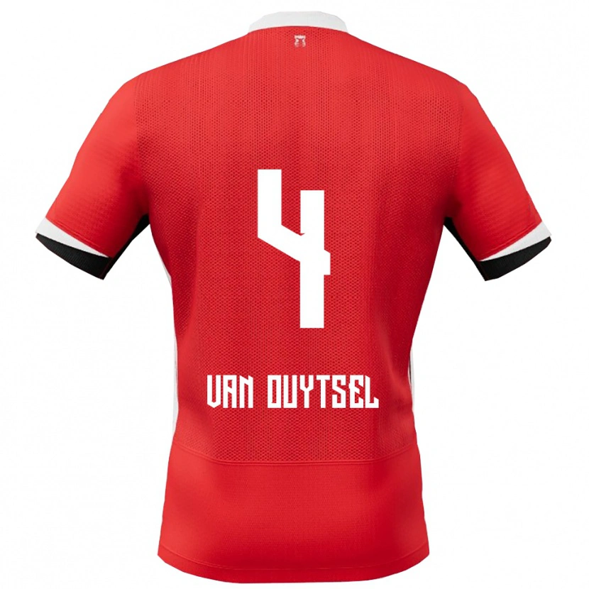 Danxen Dames Kevin Van Ouytsel #4 Rood Wit Thuisshirt Thuistenue 2025/26 T-Shirt