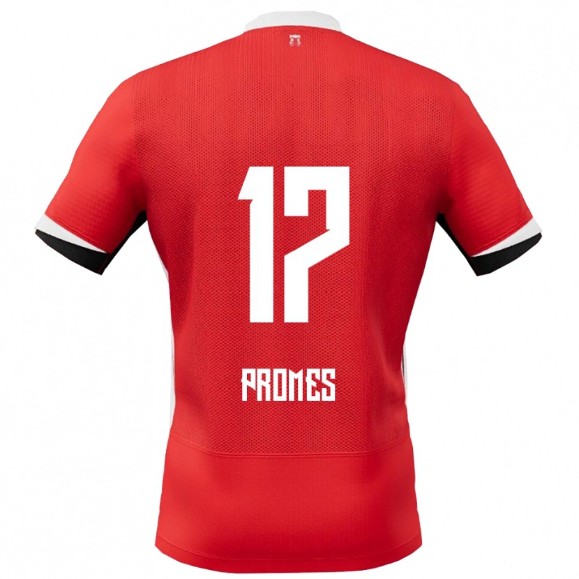 Danxen Dames Rodrigo Promes #17 Rood Wit Thuisshirt Thuistenue 2025/26 T-Shirt