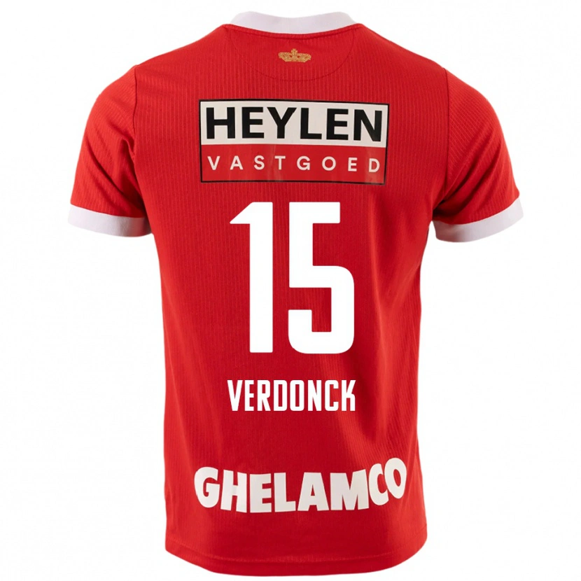 Danxen Dames Dries Verdonck #15 Rood Wit Thuisshirt Thuistenue 2025/26 T-Shirt