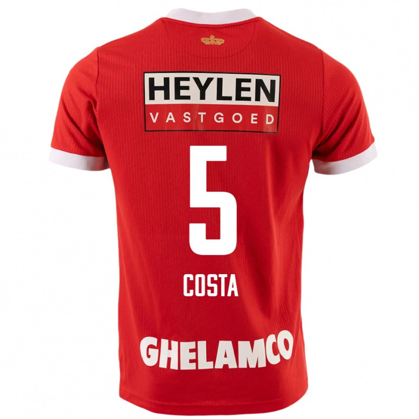 Danxen Dames Ayrton Costa #5 Rood Wit Thuisshirt Thuistenue 2025/26 T-Shirt
