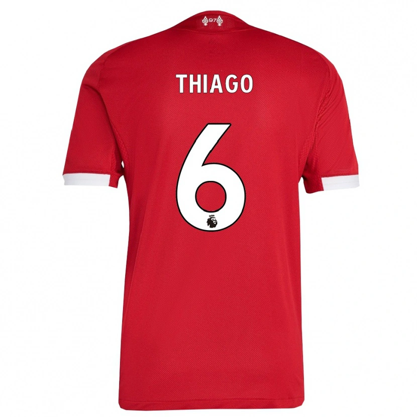 Danxen Dames Thiago #6 Rood Wit Thuisshirt Thuistenue 2025/26 T-Shirt