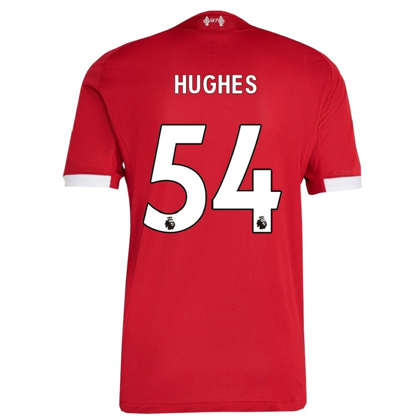 Danxen Dames Liam Hughes #54 Rood Wit Thuisshirt Thuistenue 2025/26 T-Shirt