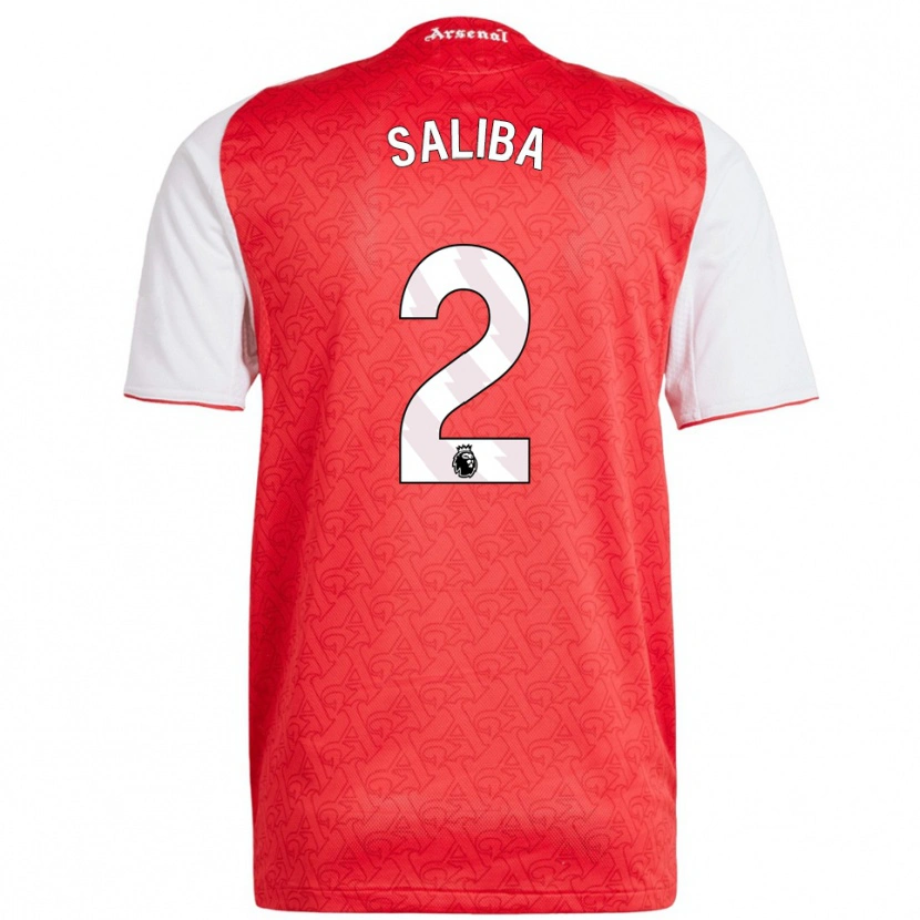 Danxen Dames William Saliba #2 Rood Wit Thuisshirt Thuistenue 2025/26 T-Shirt