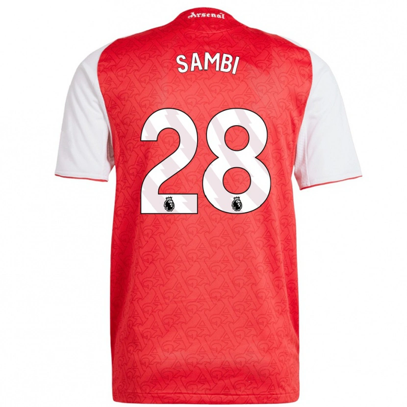 Danxen Dames Albert Sambi Lokonga #28 Rood Wit Thuisshirt Thuistenue 2025/26 T-Shirt