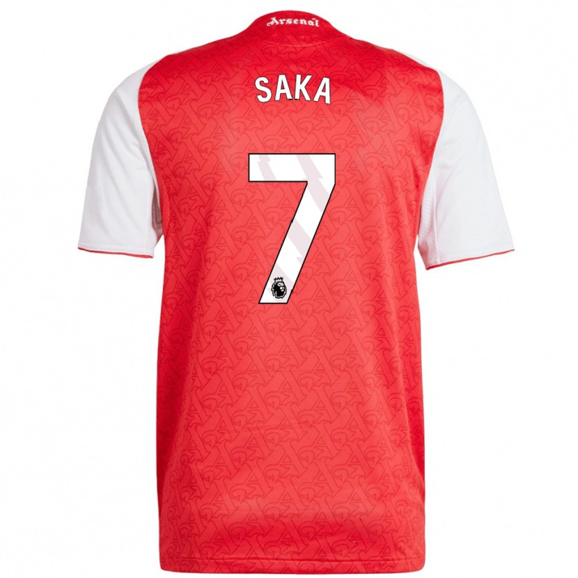 Danxen Dames Bukayo Saka #7 Rood Wit Thuisshirt Thuistenue 2025/26 T-Shirt