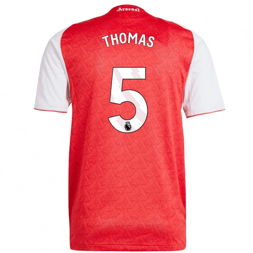 Danxen Dames Thomas Partey #5 Rood Wit Thuisshirt Thuistenue 2025/26 T-Shirt