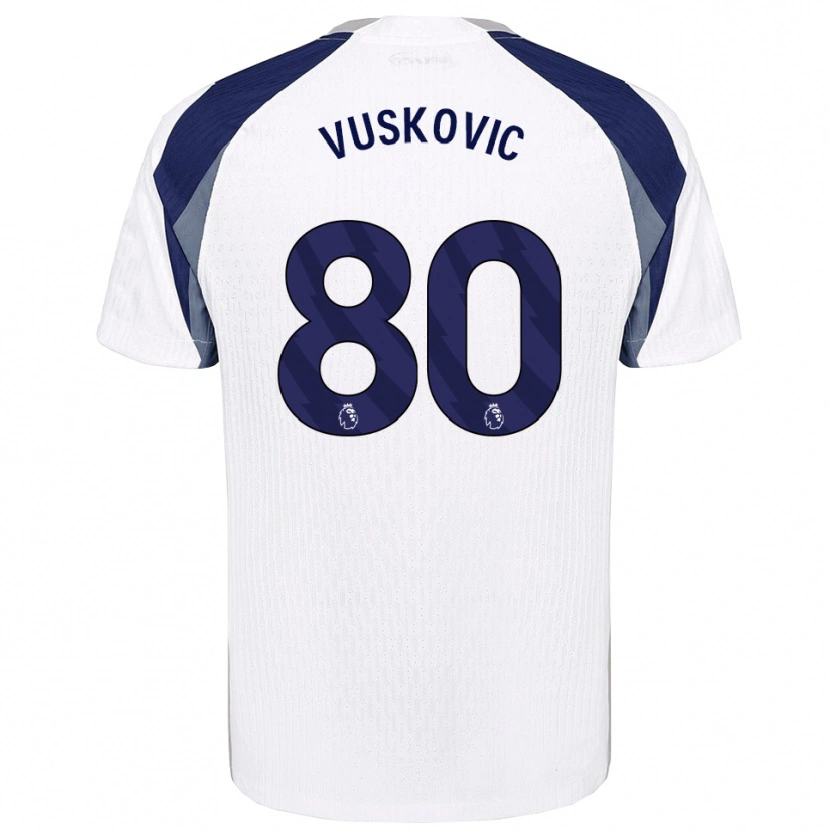 Danxen Dames Luka Vuskovic #80 Wit Marineblauw Thuisshirt Thuistenue 2025/26 T-Shirt