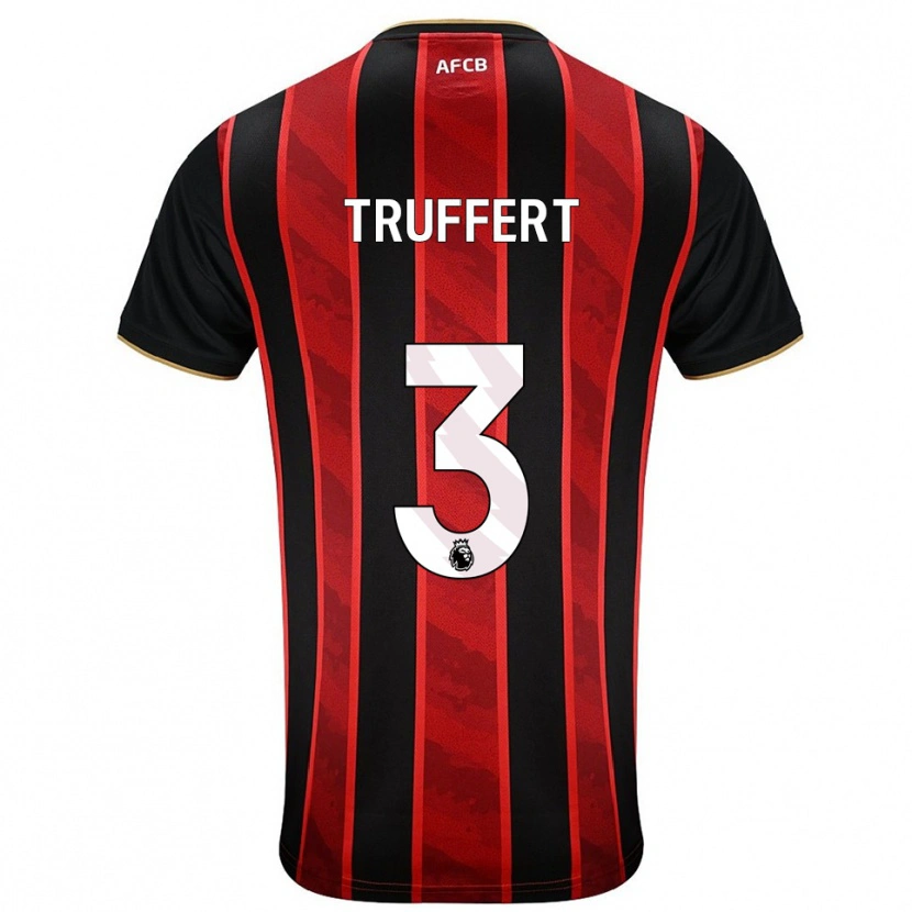 Danxen Dames Adrien Truffert #3 Rood Zwart Thuisshirt Thuistenue 2025/26 T-Shirt