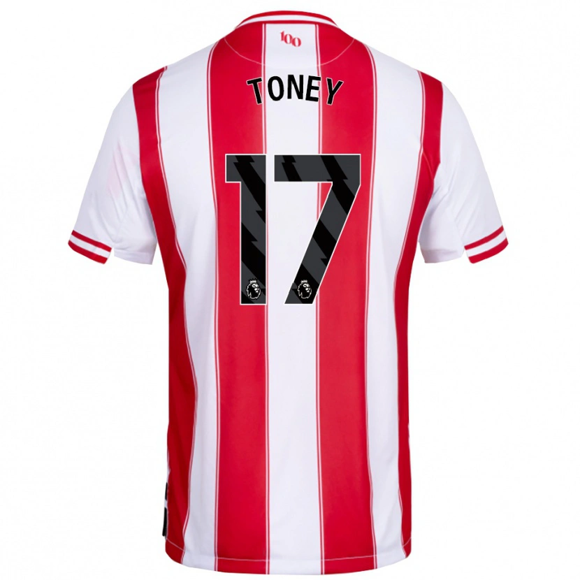 Danxen Dames Ivan Toney #17 Rood Wit Thuisshirt Thuistenue 2025/26 T-Shirt