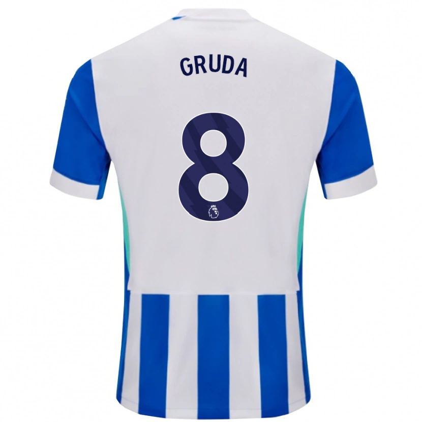 Danxen Dames Brajan Gruda #8 Blauw Wit Thuisshirt Thuistenue 2025/26 T-Shirt