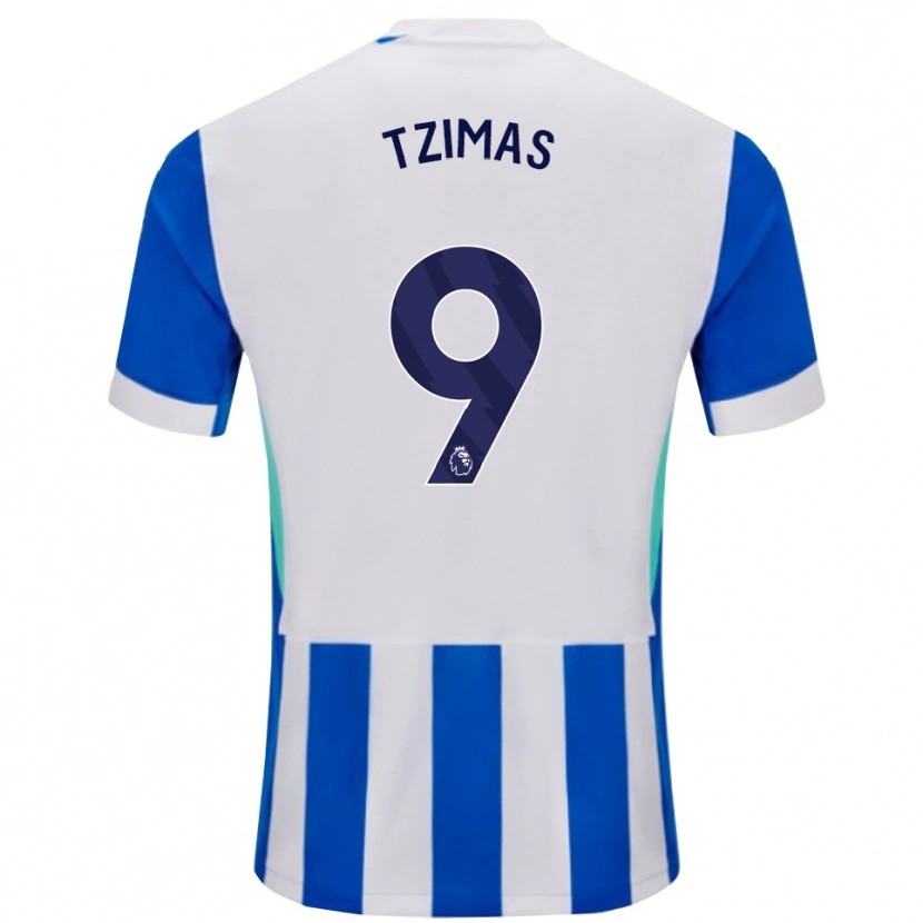 Danxen Dames Stefanos Tzimas #9 Blauw Wit Thuisshirt Thuistenue 2025/26 T-Shirt