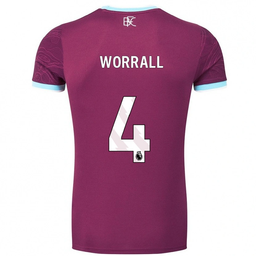 Danxen Dames Joe Worrall #4 Bourgondisch Hemelsblauw Thuisshirt Thuistenue 2025/26 T-Shirt