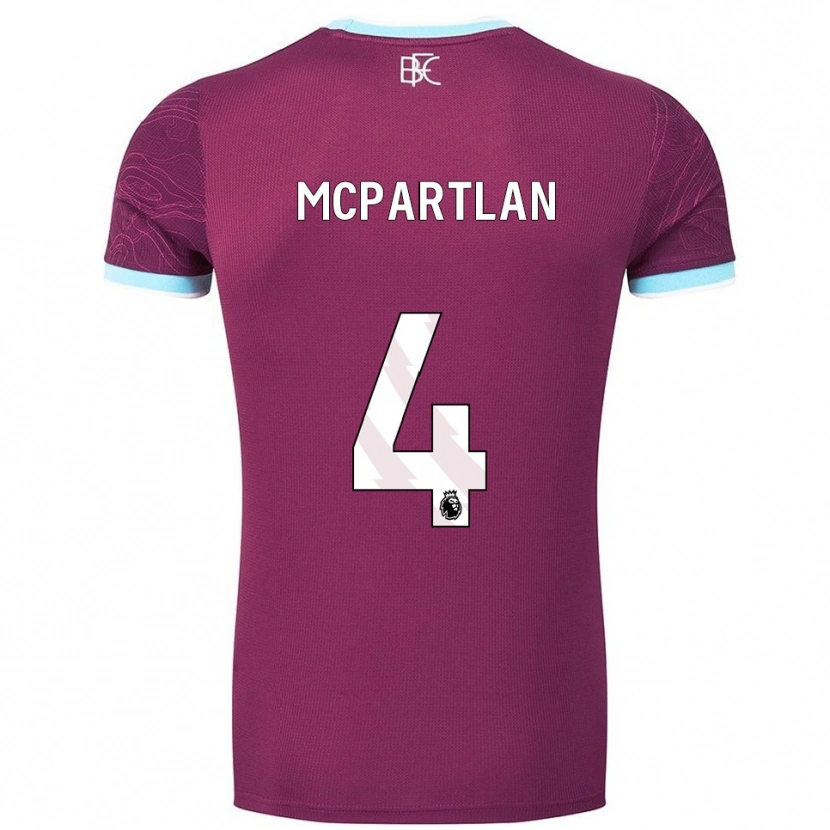 Danxen Dames Brenna Mcpartlan #4 Bourgondisch Hemelsblauw Thuisshirt Thuistenue 2025/26 T-Shirt