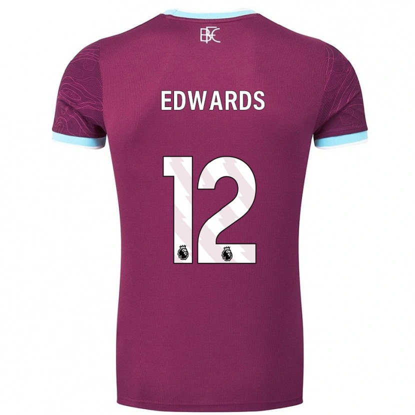 Danxen Dames Connor Edwards #12 Bourgondisch Hemelsblauw Thuisshirt Thuistenue 2025/26 T-Shirt