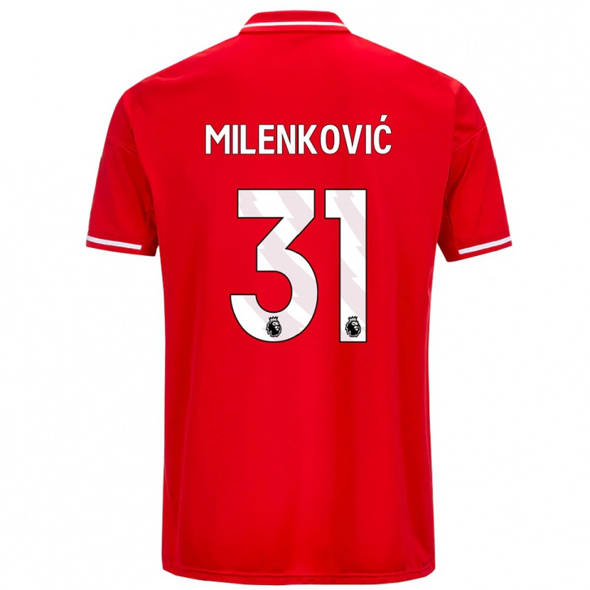 Danxen Dames Nikola Milenković #31 Rood Wit Thuisshirt Thuistenue 2025/26 T-Shirt