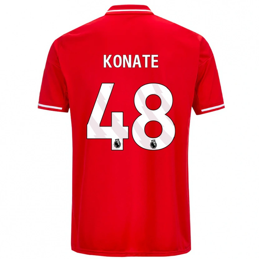 Danxen Dames Ateef Konaté #48 Rood Wit Thuisshirt Thuistenue 2025/26 T-Shirt