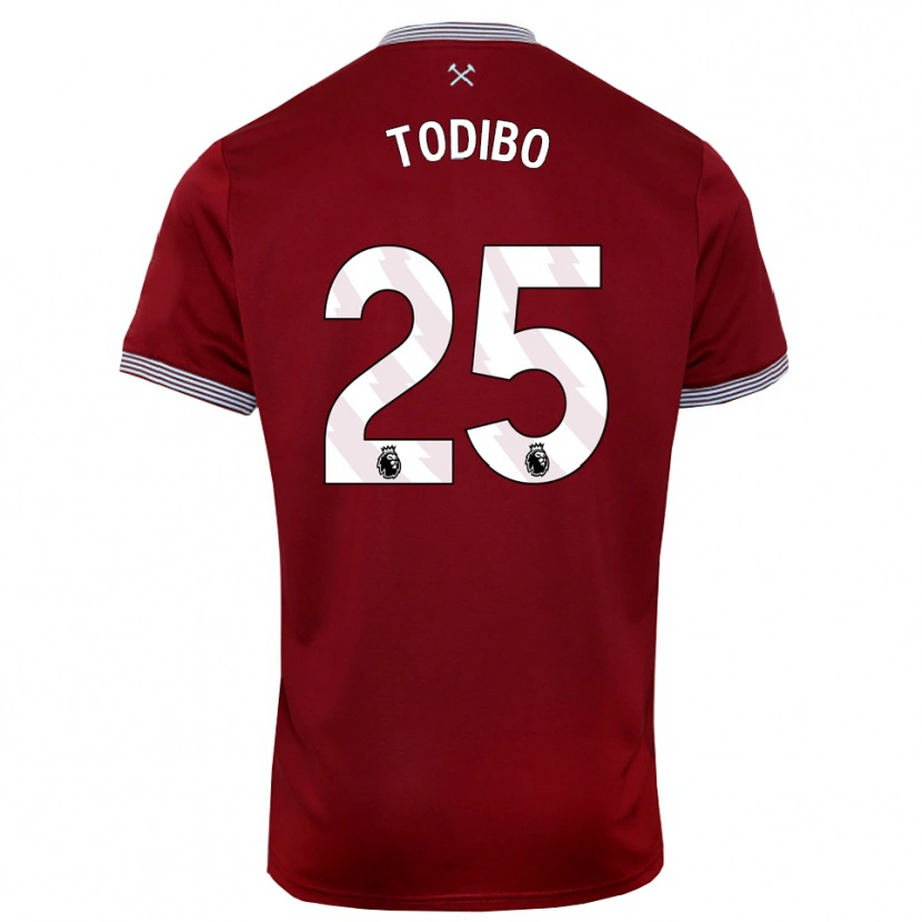 Danxen Dames Jean-Clair Todibo #25 Bourgondisch Wit Thuisshirt Thuistenue 2025/26 T-Shirt