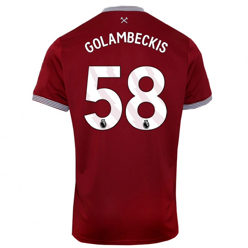 Danxen Dames Airidas Golambeckis #58 Bourgondisch Wit Thuisshirt Thuistenue 2025/26 T-Shirt