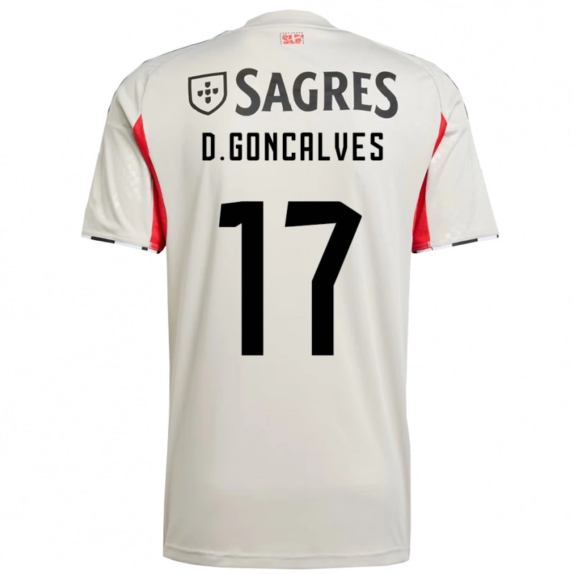 Danxen Dames Diogo Goncalves #17 Gebroken Wit Rood Uitshirt Uittenue 2025/26 T-Shirt