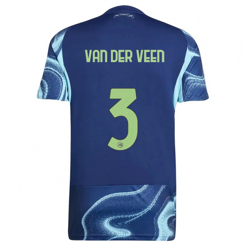 Danxen Dames Roos Van Der Veen #3 Marineblauw Hemelsblauw Uitshirt Uittenue 2025/26 T-Shirt