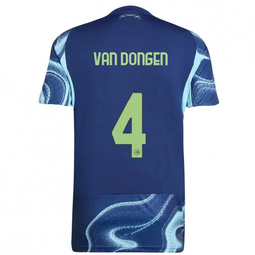 Danxen Dames Bram Van Dongen #4 Marineblauw Hemelsblauw Uitshirt Uittenue 2025/26 T-Shirt