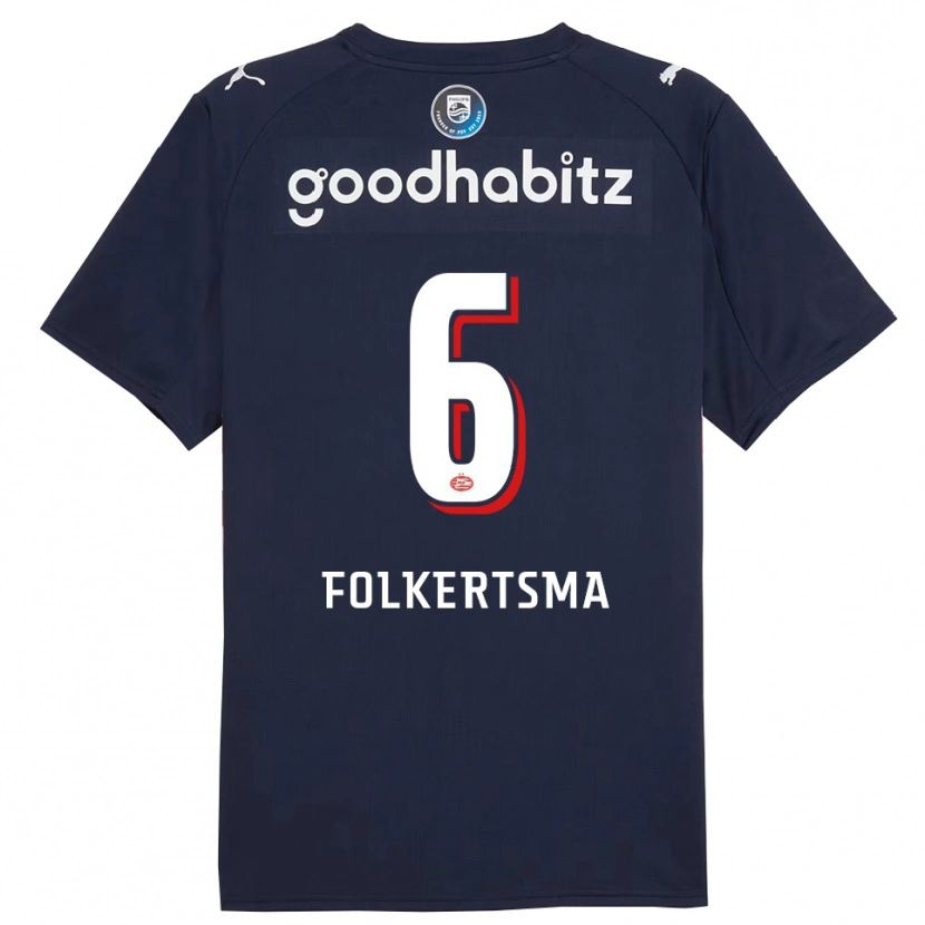 Danxen Dames Sisca Folkertsma #6 Marineblauw Wit Uitshirt Uittenue 2025/26 T-Shirt
