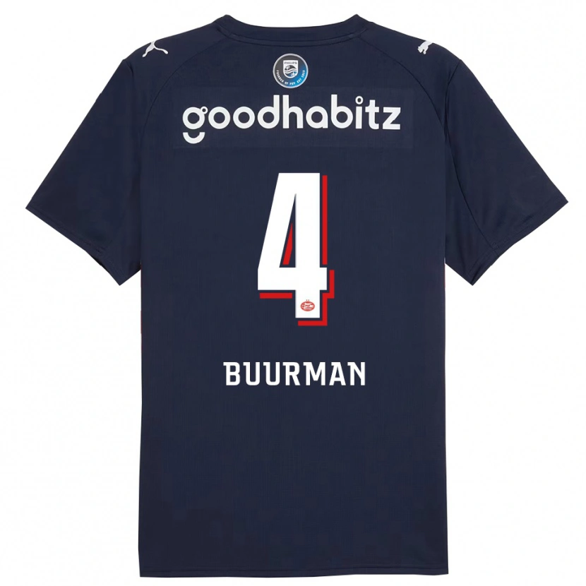 Danxen Dames Veerle Buurman #4 Marineblauw Wit Uitshirt Uittenue 2025/26 T-Shirt