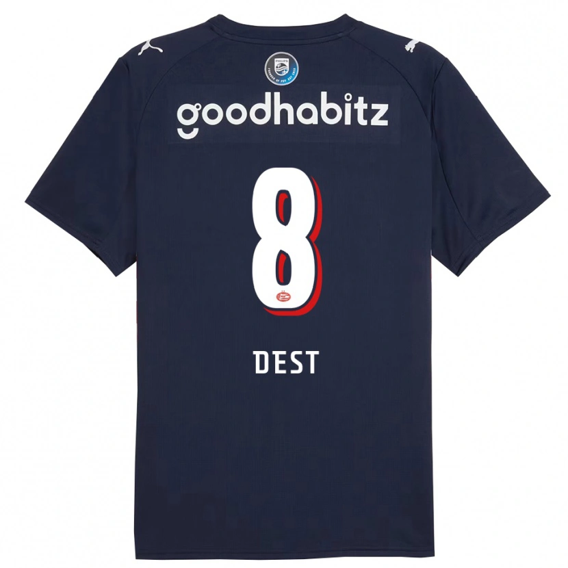 Danxen Dames Sergiño Dest #8 Marineblauw Wit Uitshirt Uittenue 2025/26 T-Shirt