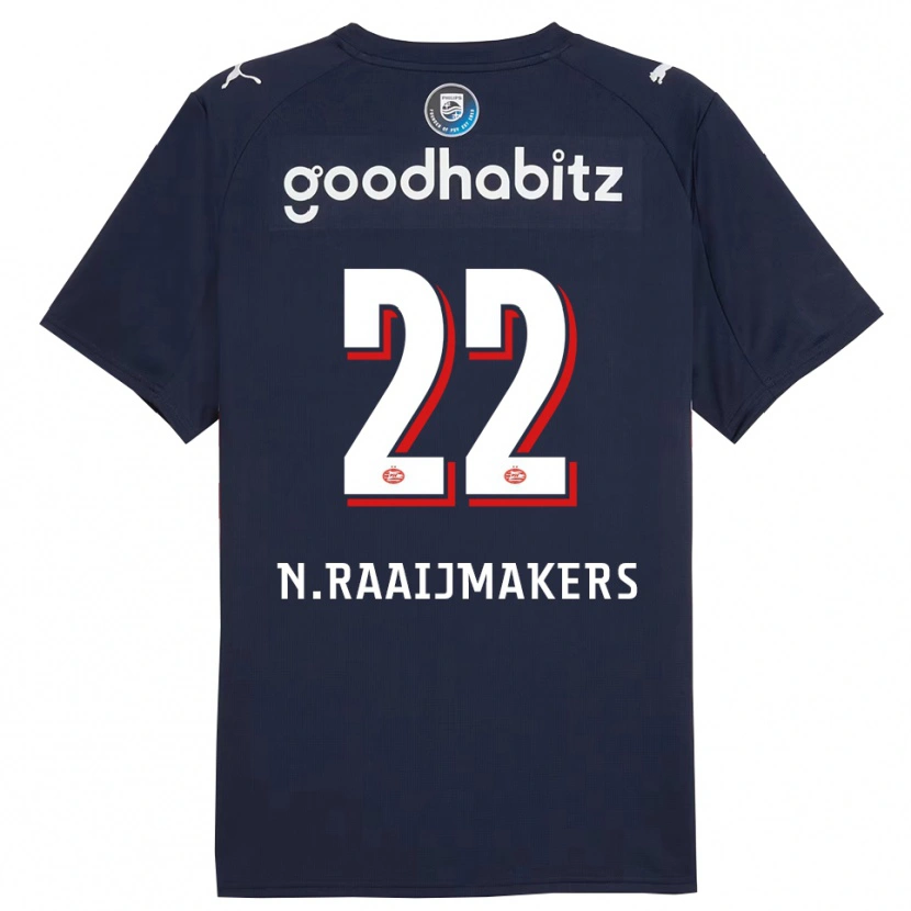 Danxen Dames Niels Raaijmakers #22 Marineblauw Wit Uitshirt Uittenue 2025/26 T-Shirt