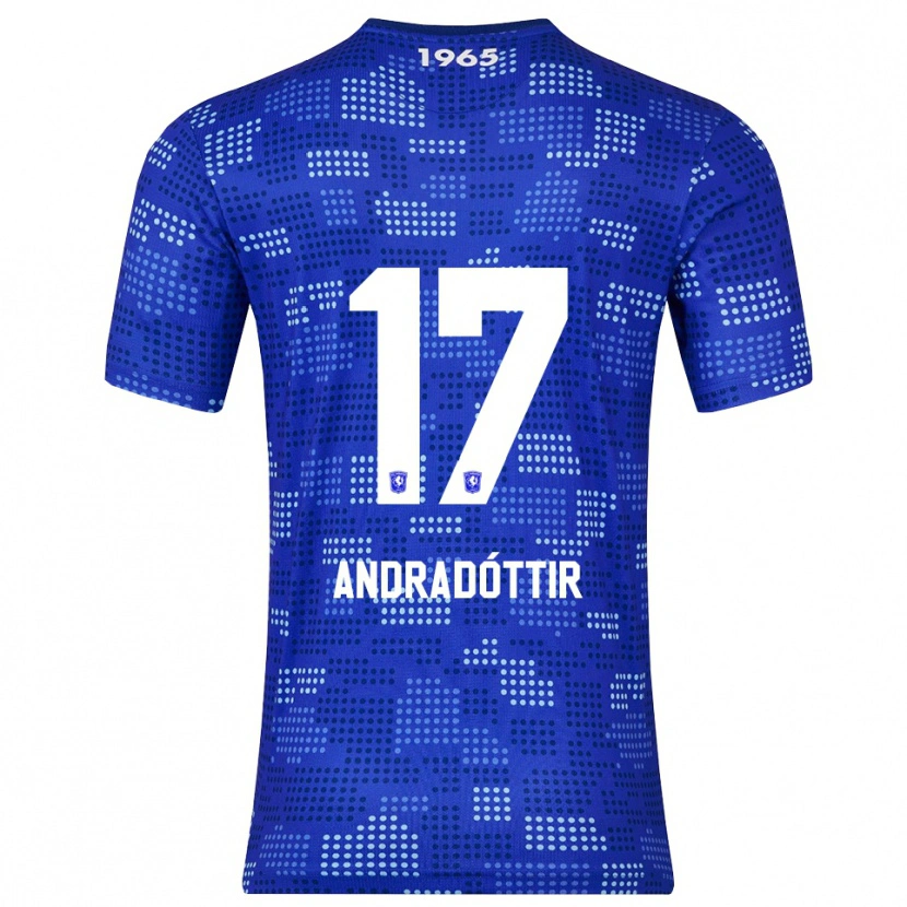 Danxen Dames Amanda Andradóttir #17 Blauw Hemelsblauw Uitshirt Uittenue 2025/26 T-Shirt