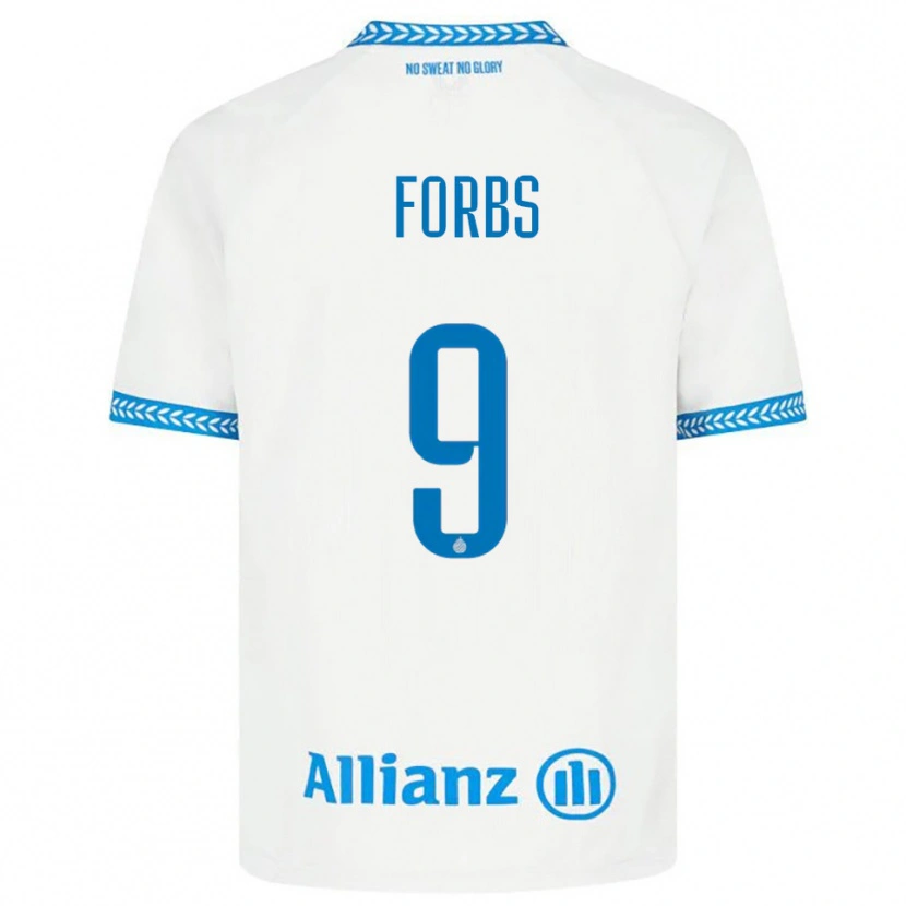 Danxen Dames Carlos Forbs #9 Blauw Wit Uitshirt Uittenue 2025/26 T-Shirt