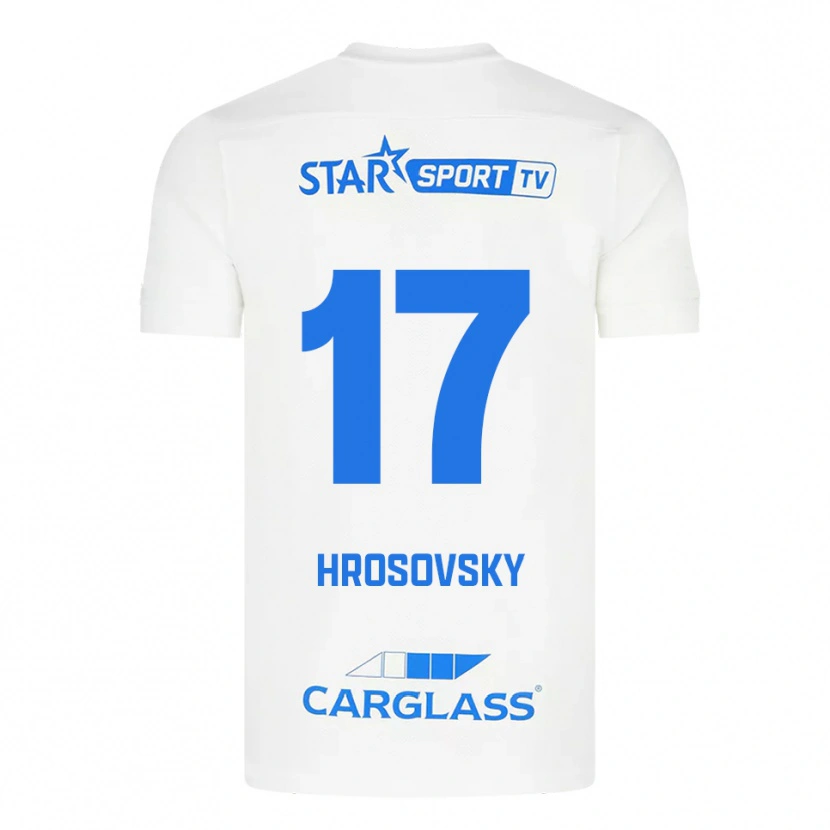 Danxen Dames Patrik Hrosovsky #17 Wit Blauw Uitshirt Uittenue 2025/26 T-Shirt