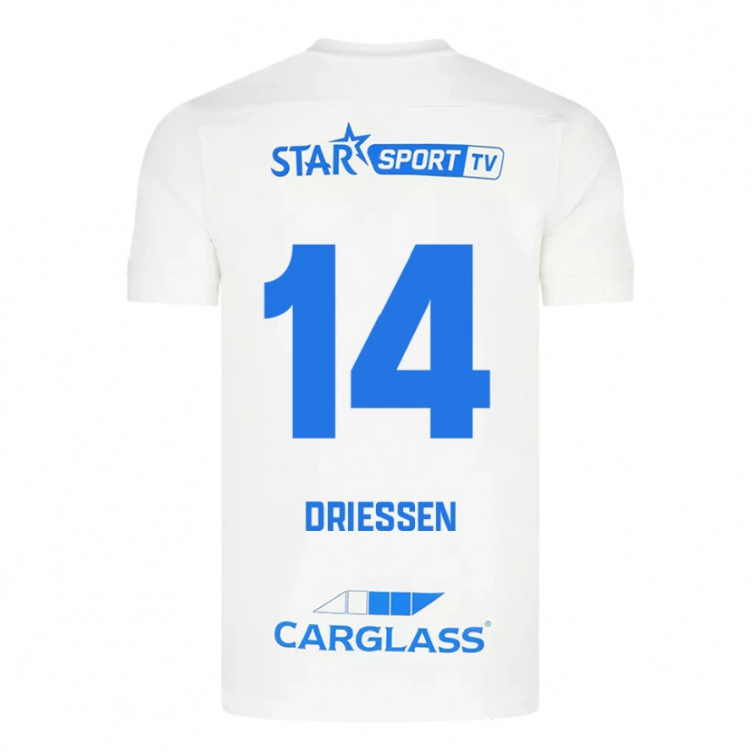 Danxen Dames Jelle Driessen #14 Wit Blauw Uitshirt Uittenue 2025/26 T-Shirt