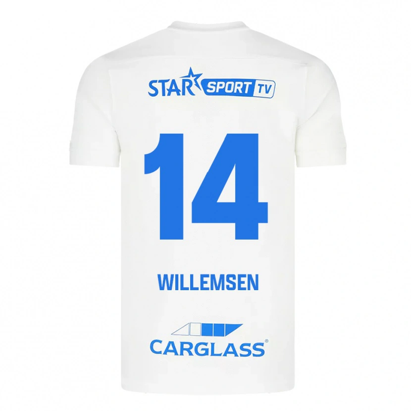 Danxen Dames Wout Willemsen #14 Wit Blauw Uitshirt Uittenue 2025/26 T-Shirt